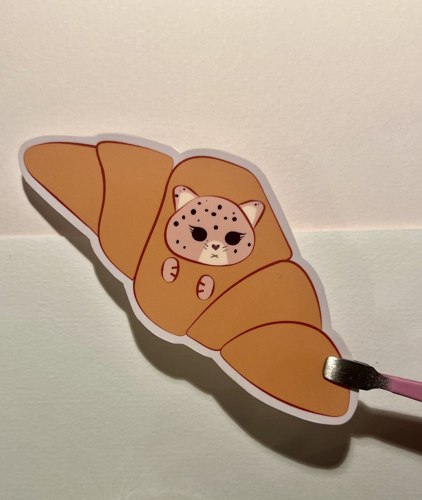 Die-cut Croissant Jaguar waterproof sticker pink cute