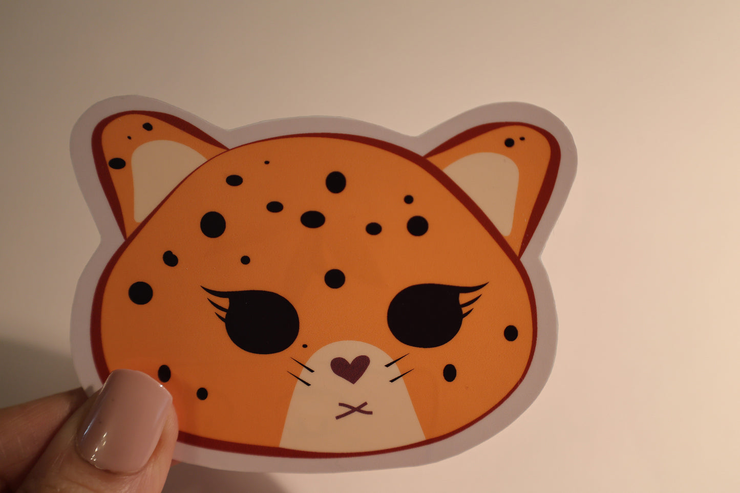 Orange Moody Jaguar Head Sticker | Kawaii Planner & Journal Decor