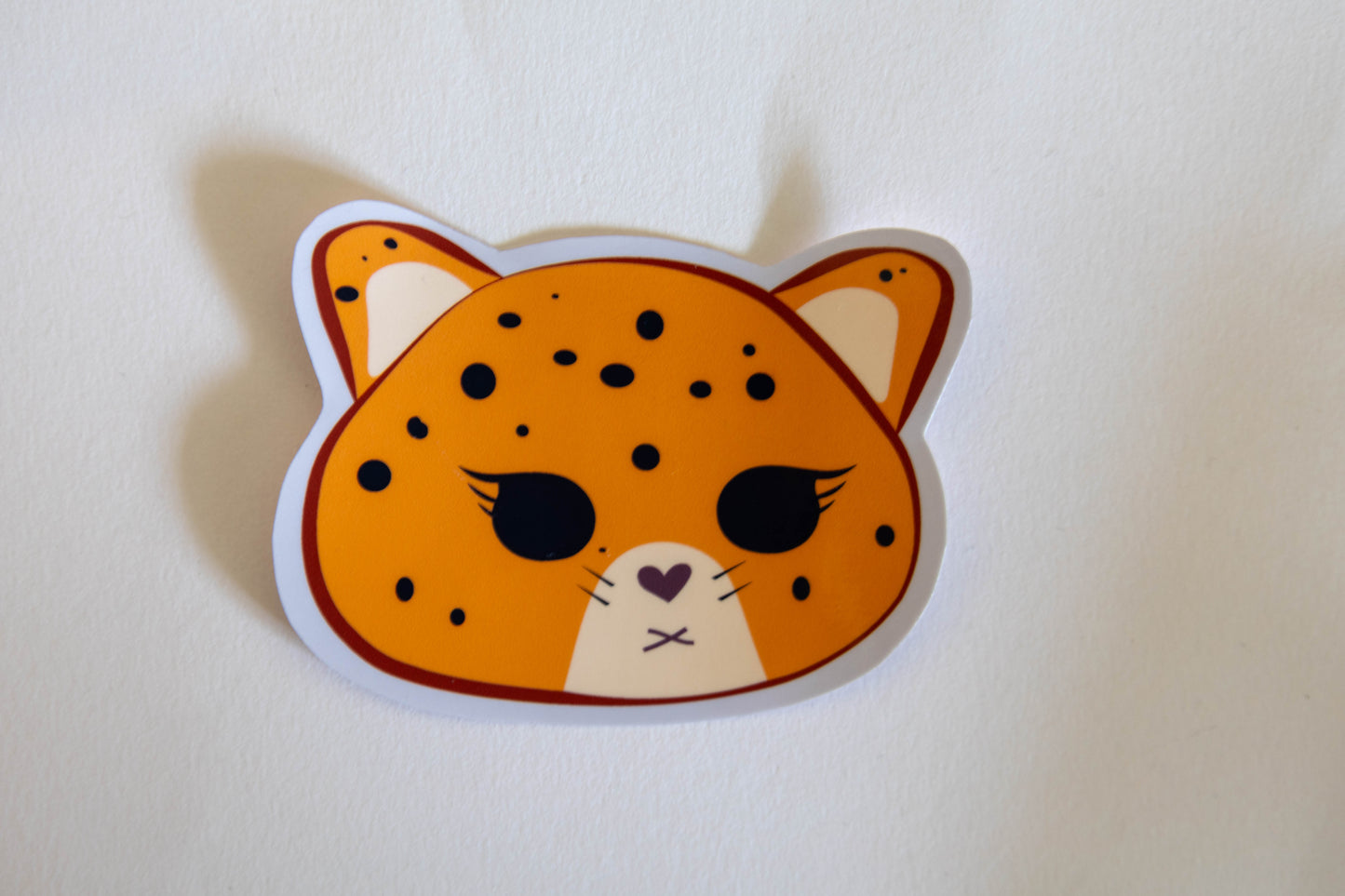 Orange Moody Jaguar Head Sticker | Kawaii Planner & Journal Decor