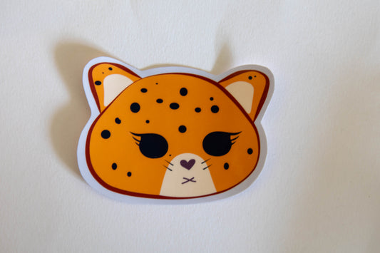 Orange Moody Jaguar Head Sticker | Kawaii Planner & Journal Decor