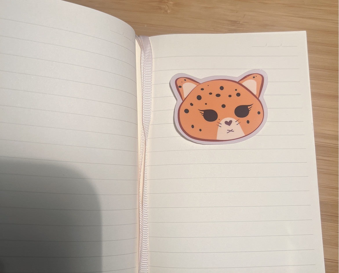 Orange Moody Jaguar Head Sticker | Kawaii Planner & Journal Decor